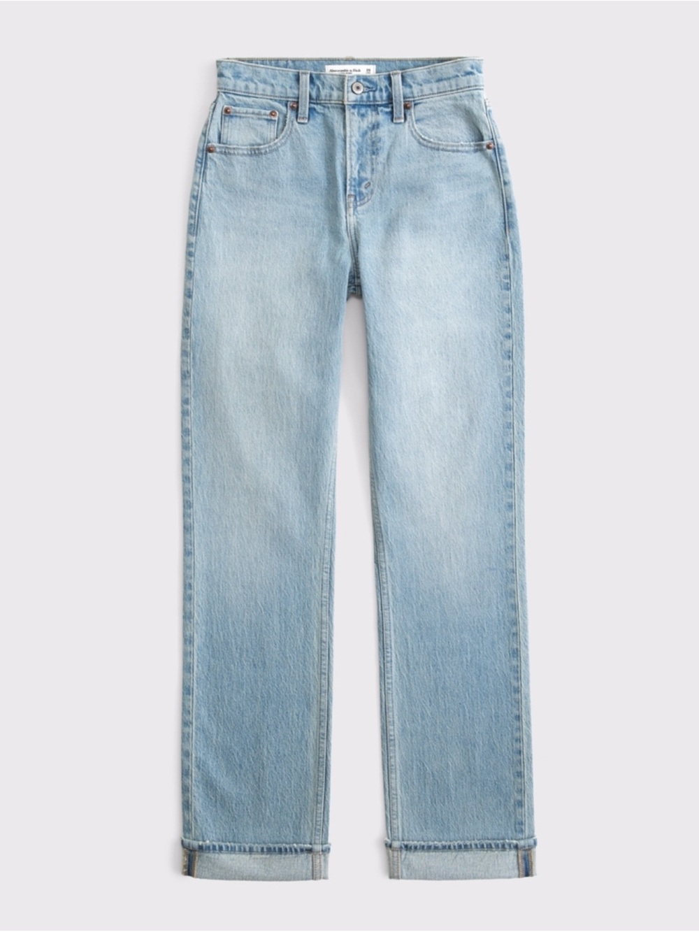 Abercrombie and Fitch 90s High Rise Straight Jeans - Light Cuffed 27short
